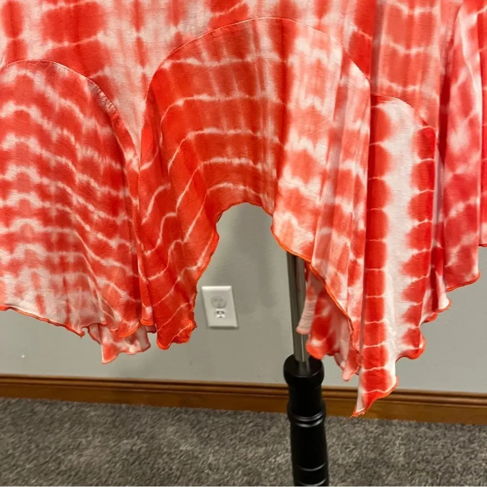 Umgee Asymmetrical Red and White Tie-Dye‎ sleeveless Dress small small